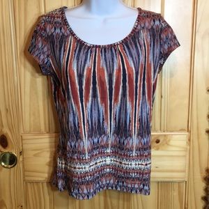 Liz Claiborne colorful Boho short sleeve top